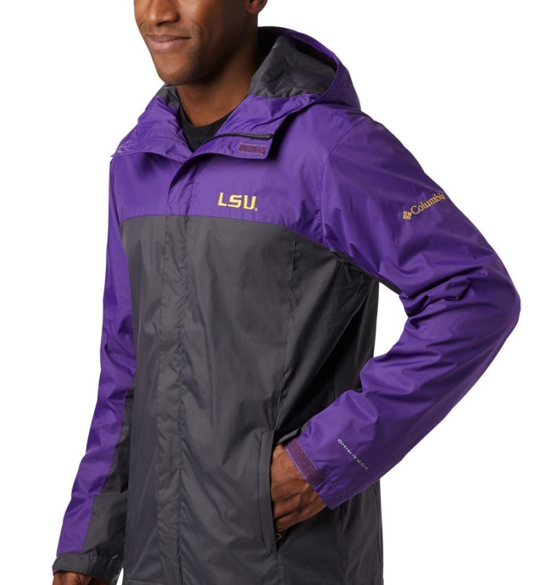 Columbia Collegiate Glennaker Storm - LSU Men's Rain Jacket Black | PEZNQM-792