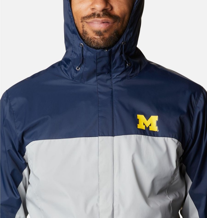 Columbia Collegiate Glennaker Storm - Michigan Men's Rain Jacket Grey | QTMUXJ-748