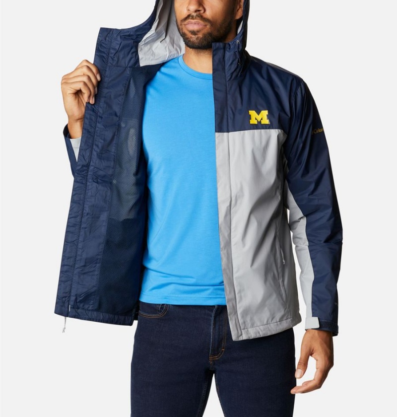 Columbia Collegiate Glennaker Storm - Michigan Men's Rain Jacket Grey | QTMUXJ-748
