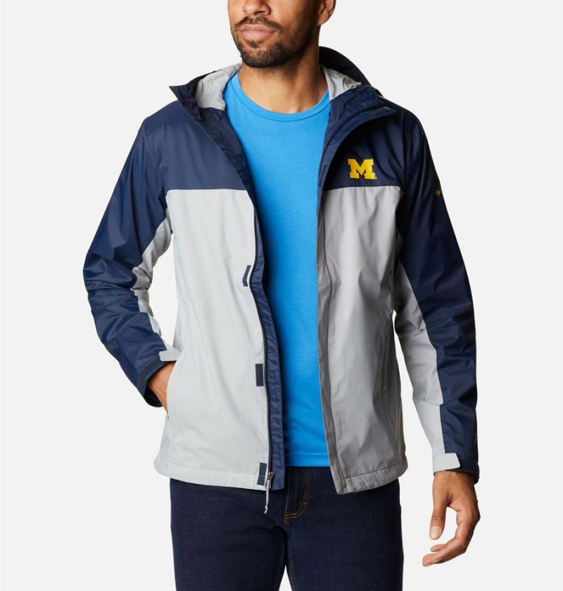 Columbia Collegiate Glennaker Storm - Michigan Men's Rain Jacket Grey | QTMUXJ-748