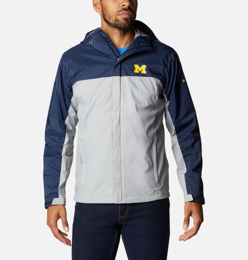 Columbia Collegiate Glennaker Storm - Michigan Men\'s Rain Jacket Grey | QTMUXJ-748