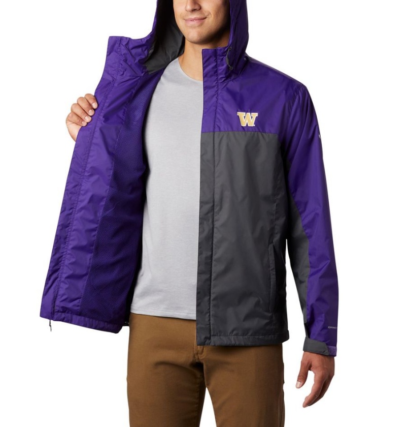 Columbia Collegiate Glennaker Storm - Washington Men's Rain Jacket Black | KUWHRC-657