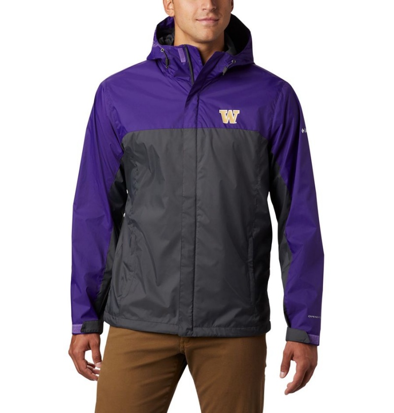 Columbia Collegiate Glennaker Storm - Washington Men\'s Rain Jacket Black | KUWHRC-657