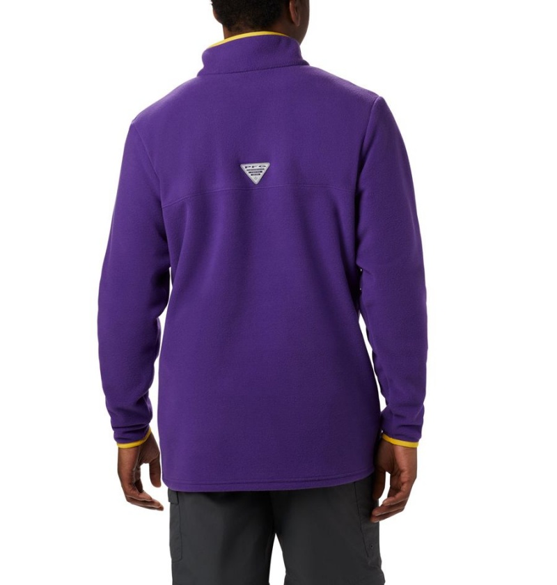 Columbia Collegiate PFG Harborside Fleece - LSU Men's Pullover Purple | QDAVJY-804