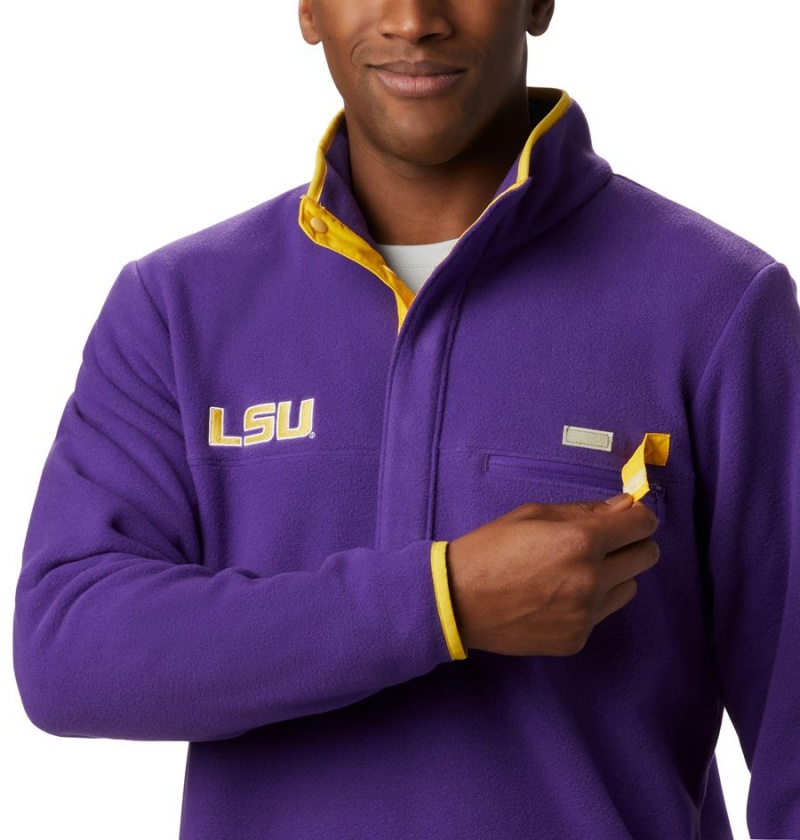 Columbia Collegiate PFG Harborside Fleece - LSU Men's Pullover Purple | QDAVJY-804