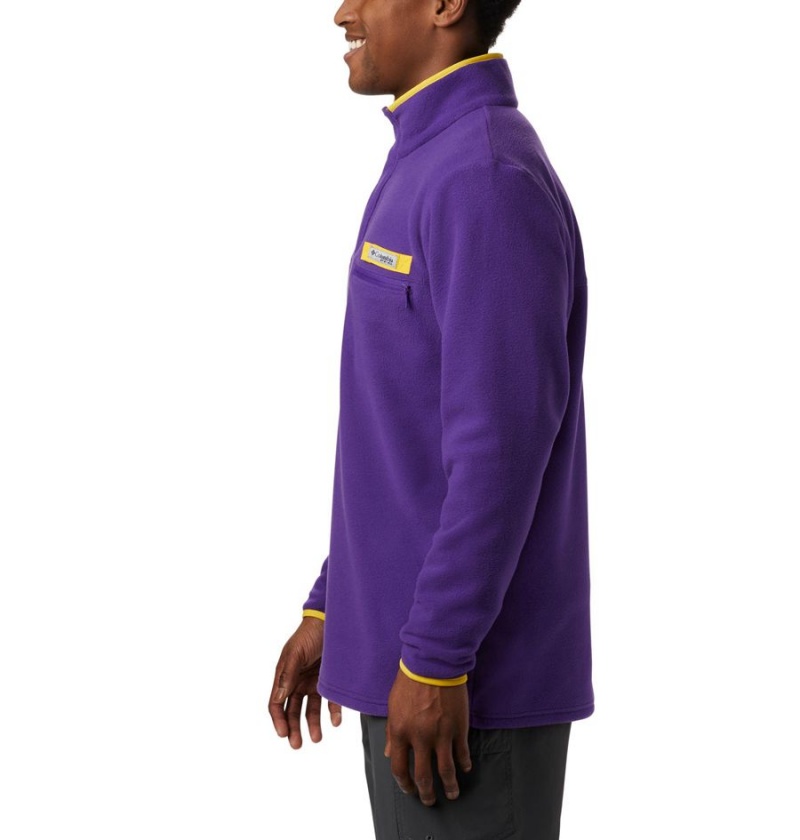Columbia Collegiate PFG Harborside Fleece - LSU Men's Pullover Purple | QDAVJY-804