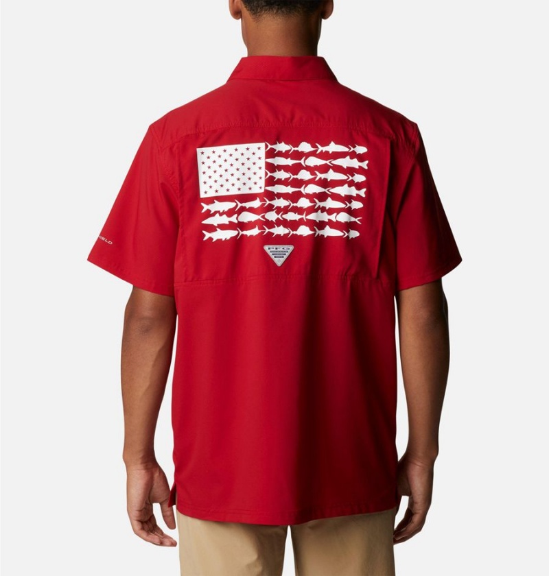 Columbia Collegiate PFG Slack Tide Camp - Arkansas Men's Shirt Red | JILZCM-027