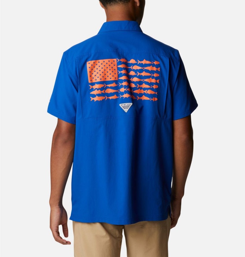 Columbia Collegiate PFG Slack Tide Camp - Florida Men's Shirt Blue | PHACYS-476