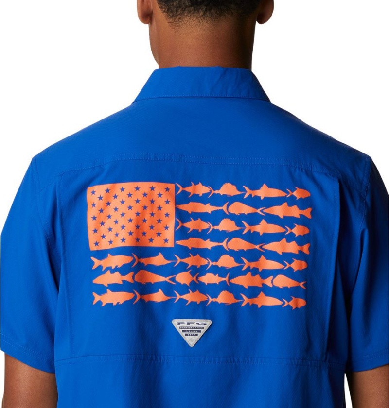 Columbia Collegiate PFG Slack Tide Camp - Florida Men's Shirt Blue | PHACYS-476