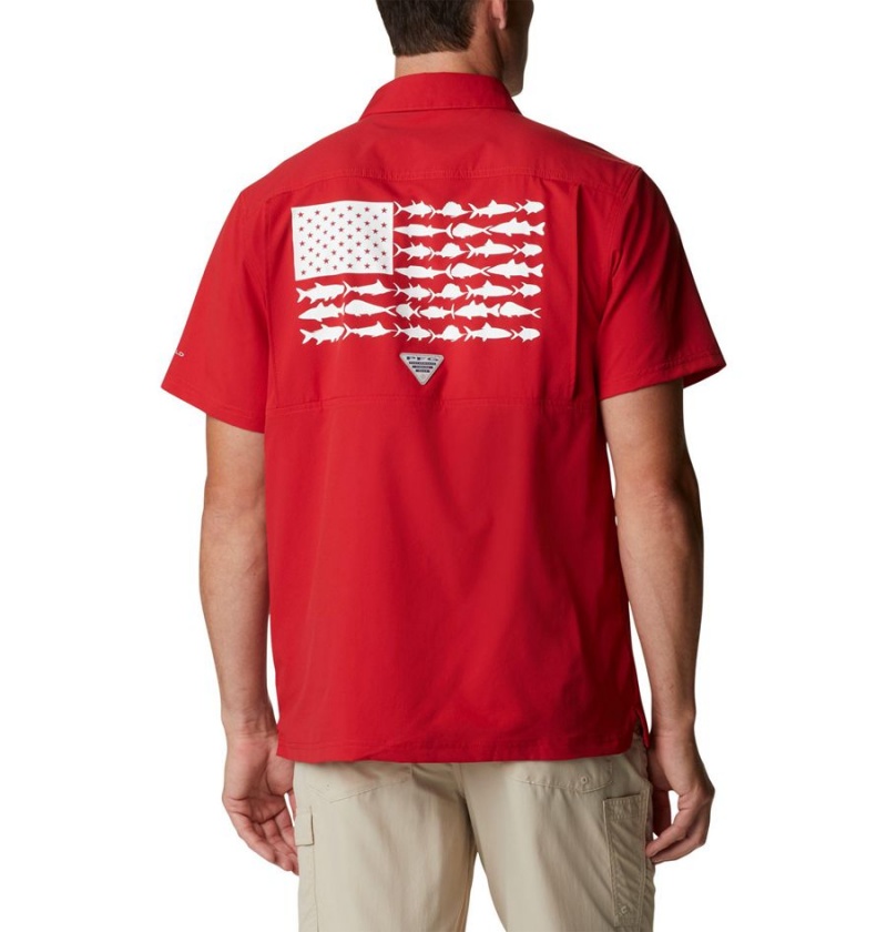 Columbia Collegiate PFG Slack Tide Camp - Ohio State Men's Shirt Red | XVYEZK-054