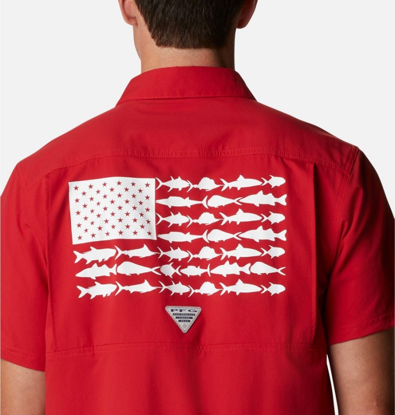 Columbia Collegiate PFG Slack Tide Camp - Ohio State Men's Shirt Red | XVYEZK-054