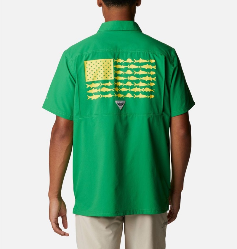 Columbia Collegiate PFG Slack Tide Camp - Oregon Men's Shirt Green | XMPBVN-390