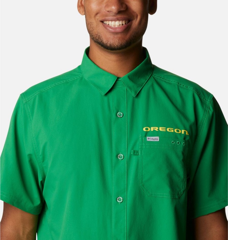 Columbia Collegiate PFG Slack Tide Camp - Oregon Men's Shirt Green | XMPBVN-390