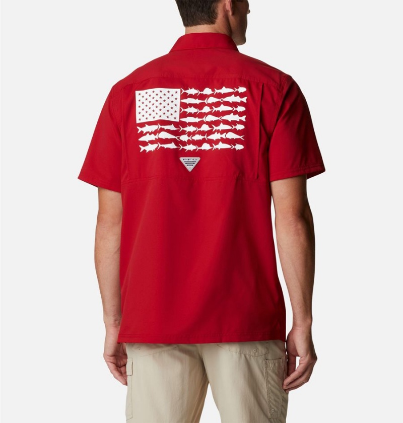Columbia Collegiate PFG Slack Tide Camp - Alabama Men's Shirt Red | OFVULX-972