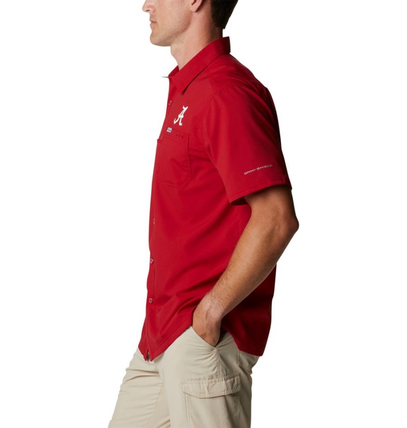 Columbia Collegiate PFG Slack Tide Camp - Alabama Men's Shirt Red | OFVULX-972