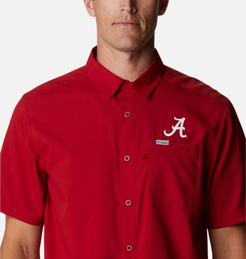 Columbia Collegiate PFG Slack Tide Camp - Alabama Men's Shirt Red | OFVULX-972