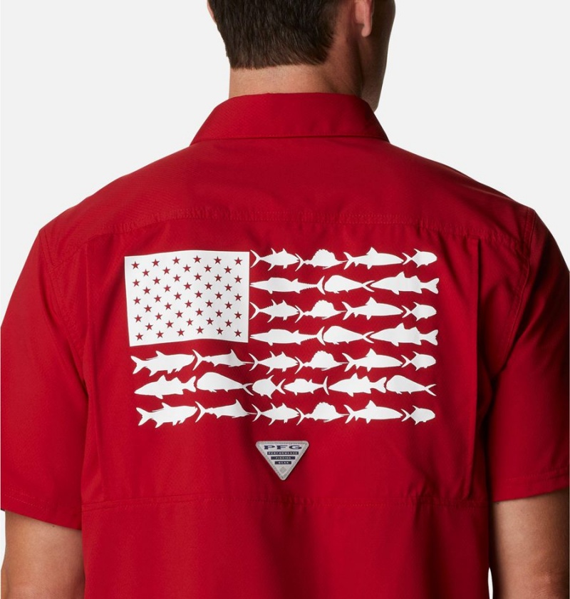 Columbia Collegiate PFG Slack Tide Camp - Alabama Men's Shirt Red | OFVULX-972