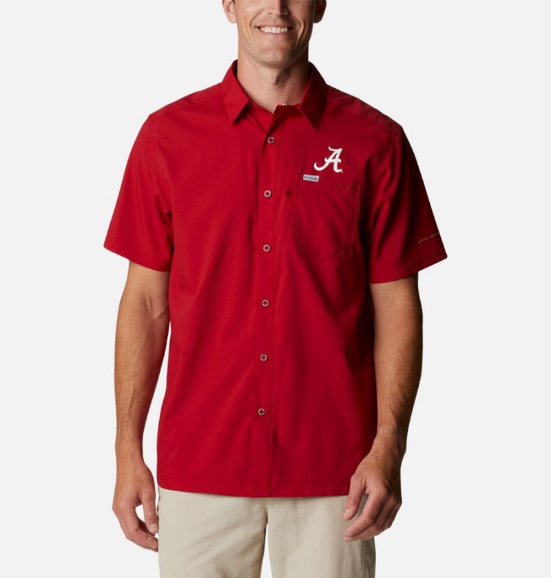 Columbia Collegiate PFG Slack Tide Camp - Alabama Men\'s Shirt Red | OFVULX-972