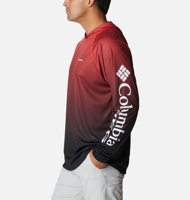 Columbia Collegiate PFG Super Terminal Tackle - Georgia Men's Hoodie Red | HVOSUP-613