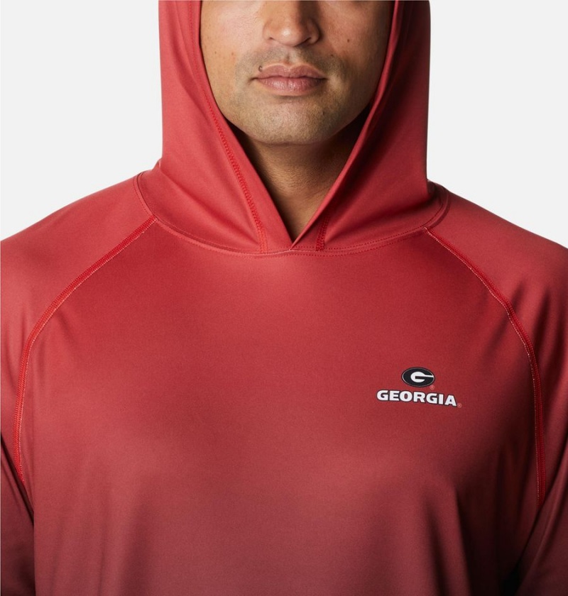 Columbia Collegiate PFG Super Terminal Tackle - Georgia Men's Hoodie Red | HVOSUP-613