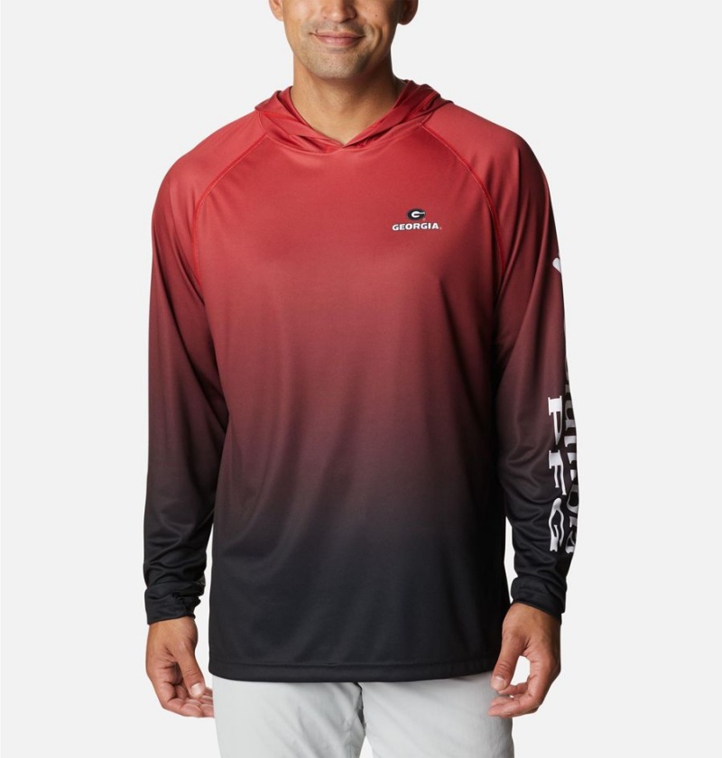 Columbia Collegiate PFG Super Terminal Tackle - Georgia Men's Hoodie Red | HVOSUP-613