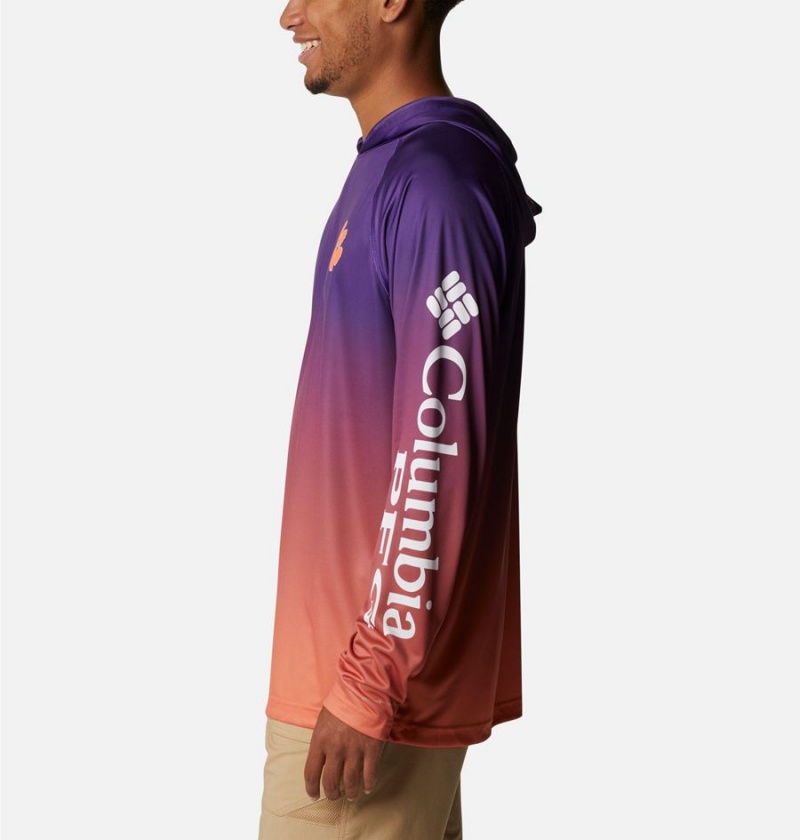 Columbia Collegiate PFG Super Terminal Tackle - Clemson Men's Hoodie Purple | PQFUIG-385