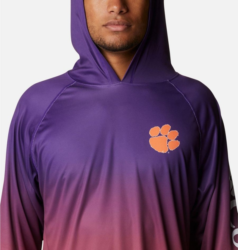 Columbia Collegiate PFG Super Terminal Tackle - Clemson Men's Hoodie Purple | PQFUIG-385