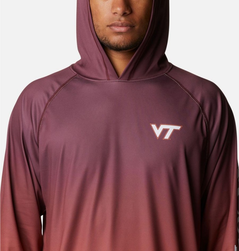 Columbia Collegiate PFG Super Terminal Tackle - Virginia Tech Men's Hoodie Burgundy | UICYXS-069