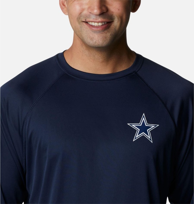 Columbia Collegiate PFG Terminal Tackle Long Sleeve - Dallas Cowboys Men's T-Shirt Navy | ADFCPJ-472