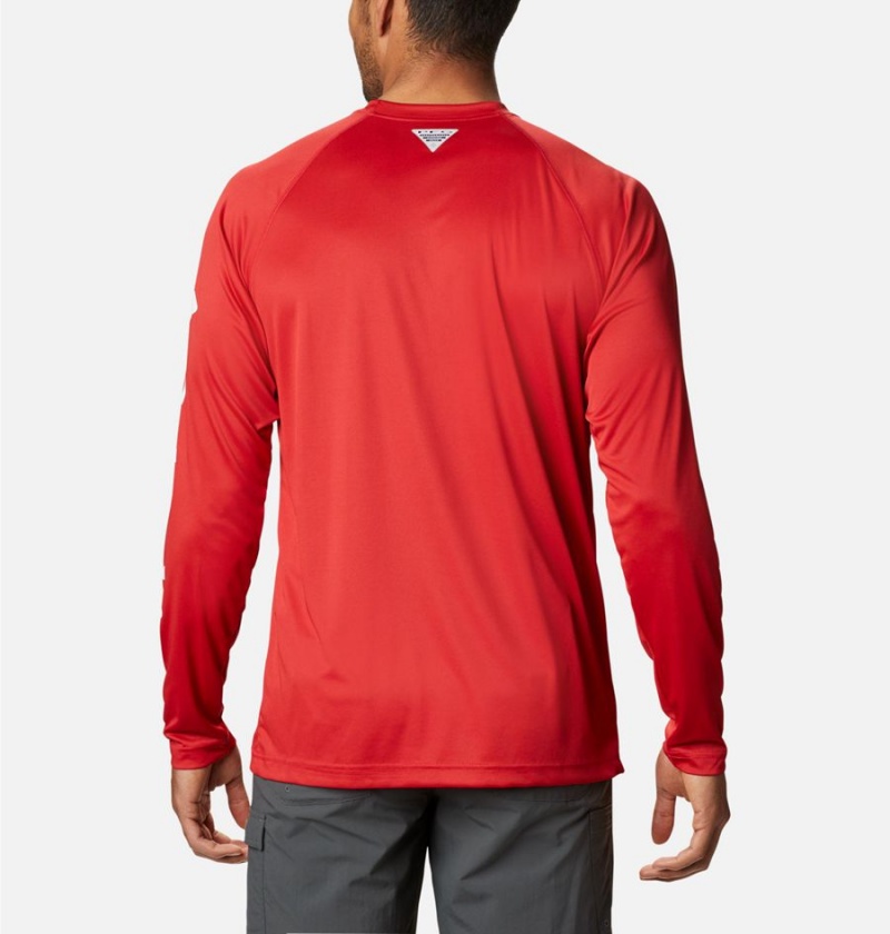 Columbia Collegiate PFG Terminal Tackle Long Sleeve - Ohio State Men's T-Shirt Red | NSAKDW-791