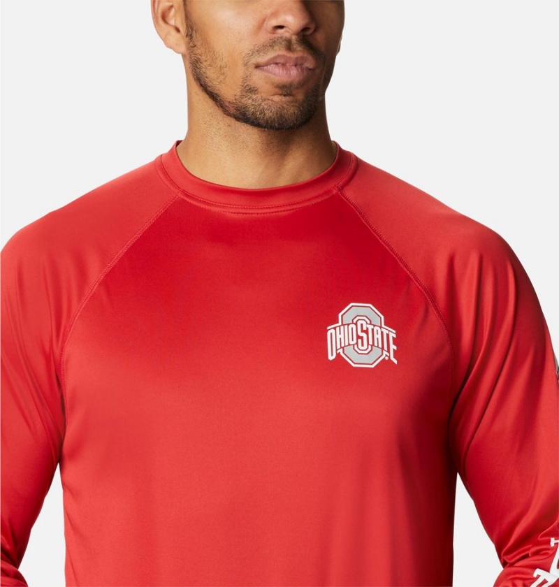 Columbia Collegiate PFG Terminal Tackle Long Sleeve - Ohio State Men's T-Shirt Red | NSAKDW-791
