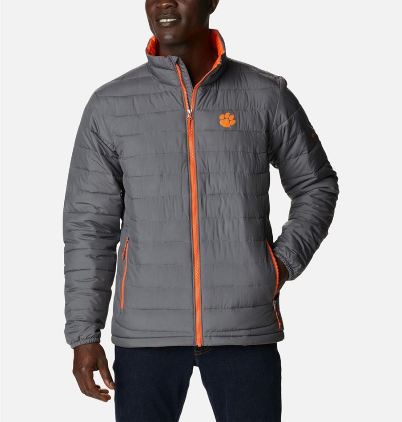 Columbia Collegiate Powder Lite - Clemson Insulated Men\'s Puffer Jacket Grey | VXJYTL-340