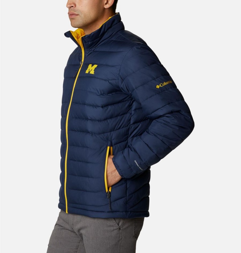 Columbia Collegiate Powder Lite - Michigan Insulated Men's Puffer Jacket Navy | YISVNC-810