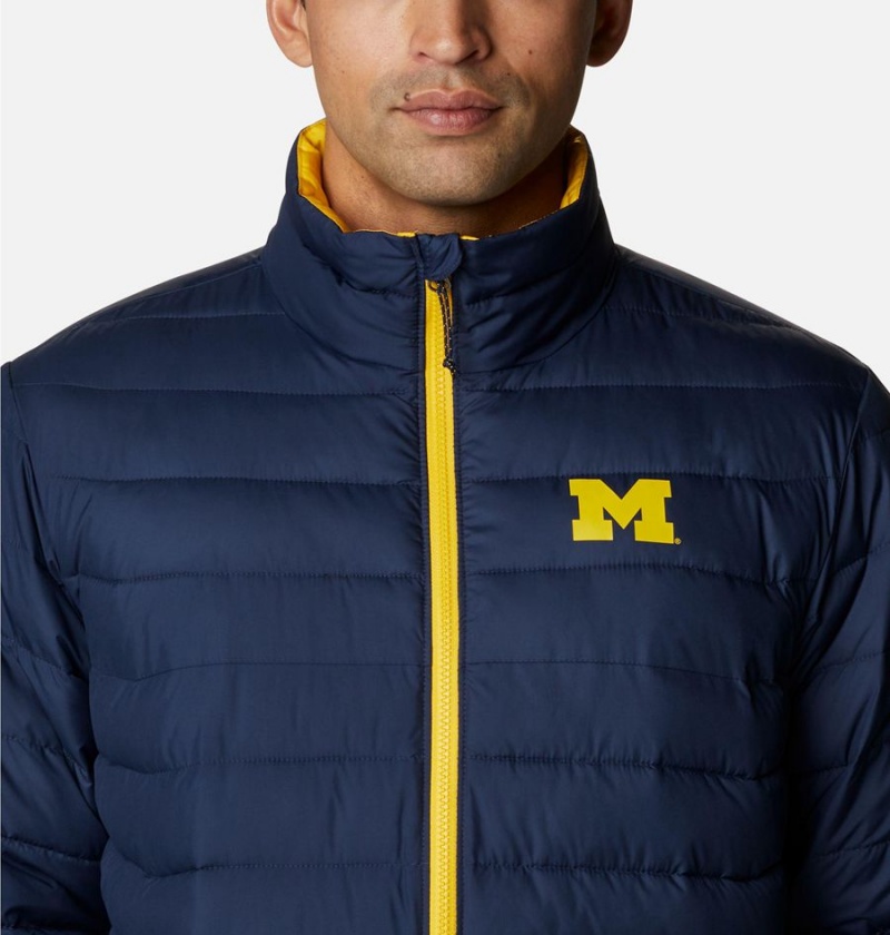 Columbia Collegiate Powder Lite - Michigan Insulated Men's Puffer Jacket Navy | YISVNC-810