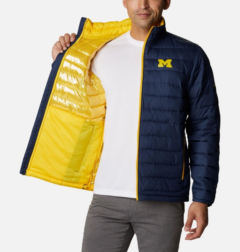 Columbia Collegiate Powder Lite - Michigan Insulated Men's Puffer Jacket Navy | YISVNC-810