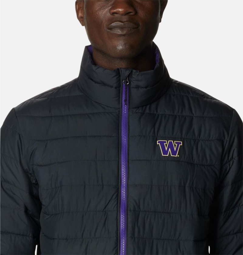 Columbia Collegiate Powder Lite - Washington Insulated Men's Puffer Jacket Black | SMRFVZ-281
