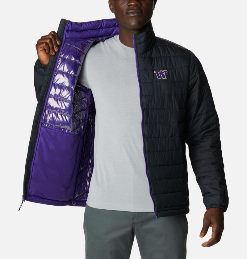 Columbia Collegiate Powder Lite - Washington Insulated Men's Puffer Jacket Black | SMRFVZ-281