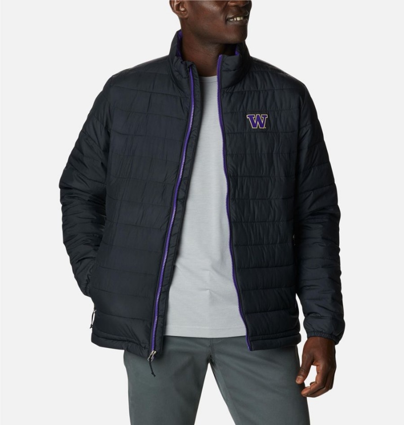 Columbia Collegiate Powder Lite - Washington Insulated Men's Puffer Jacket Black | SMRFVZ-281