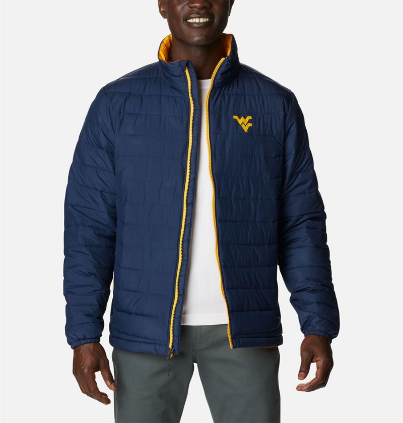 Columbia Collegiate Powder Lite - West Virginia Insulated Men's Puffer Jacket Navy | RUCGHY-462
