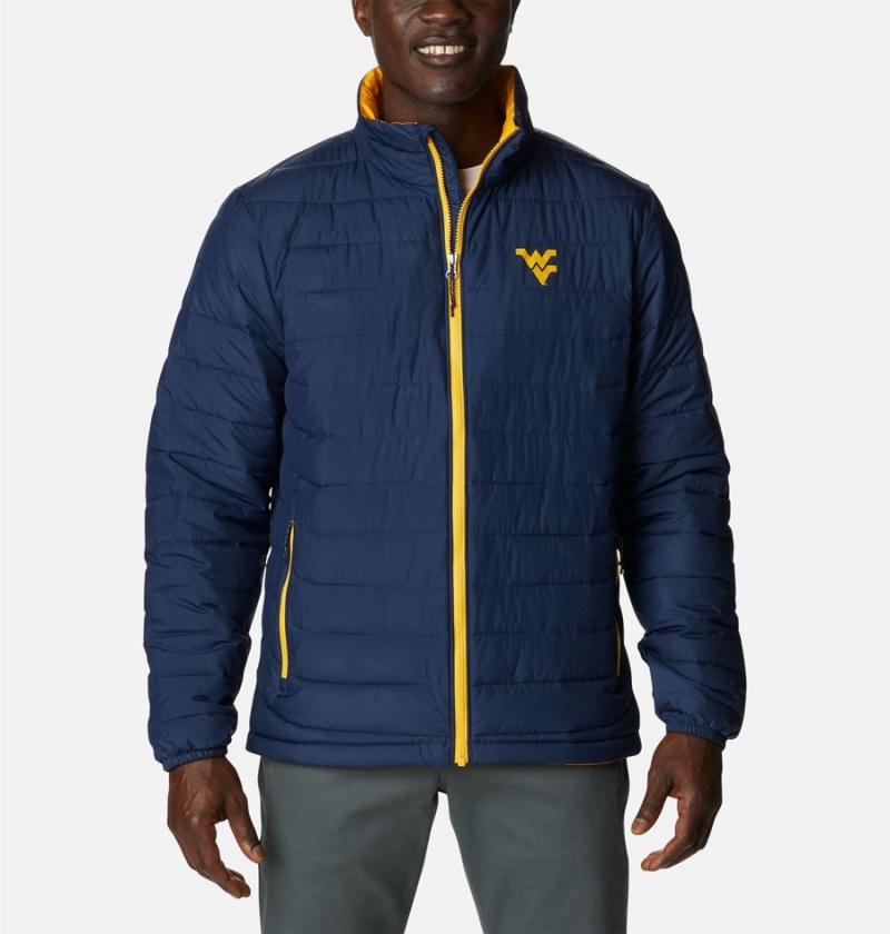 Columbia Collegiate Powder Lite - West Virginia Insulated Men\'s Puffer Jacket Navy | RUCGHY-462
