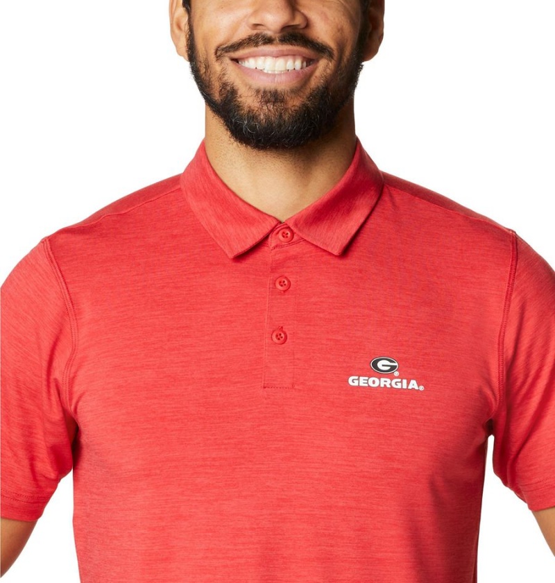 Columbia Collegiate Tech Trail - Georgia Men's Polo Shirt Red | CSFRKA-046