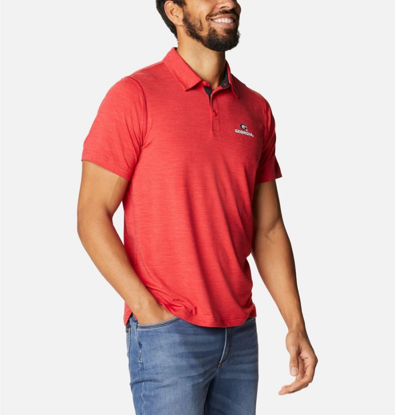 Columbia Collegiate Tech Trail - Georgia Men's Polo Shirt Red | CSFRKA-046