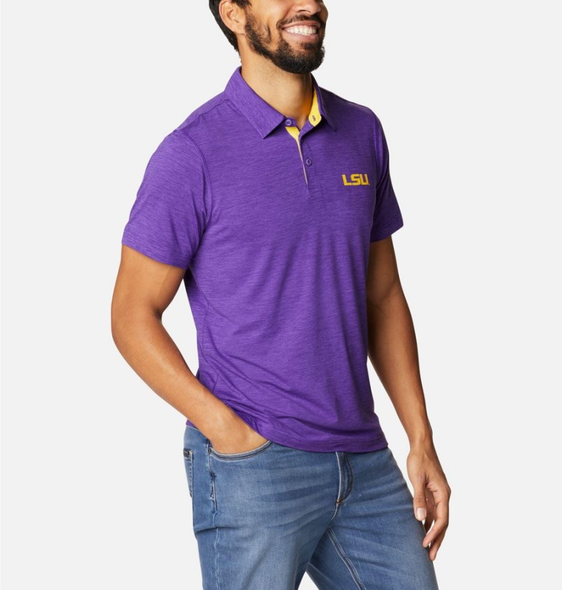 Columbia Collegiate Tech Trail - LSU Men's Polo Shirt Purple | PWONBJ-406