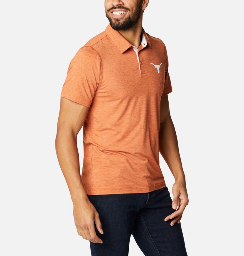 Columbia Collegiate Tech Trail - Texas Men's Polo Shirt Orange | AVQMKY-625