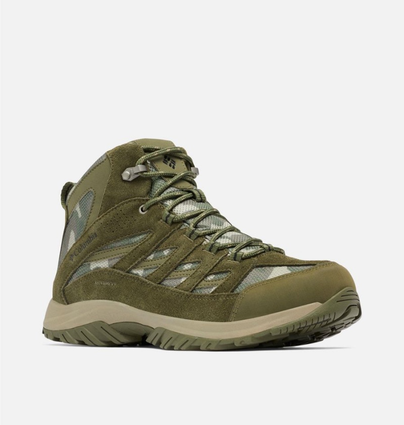Columbia Crestwood Mid Waterproof Boot Men's Hiking Shoes Olive | ELHRUB-743