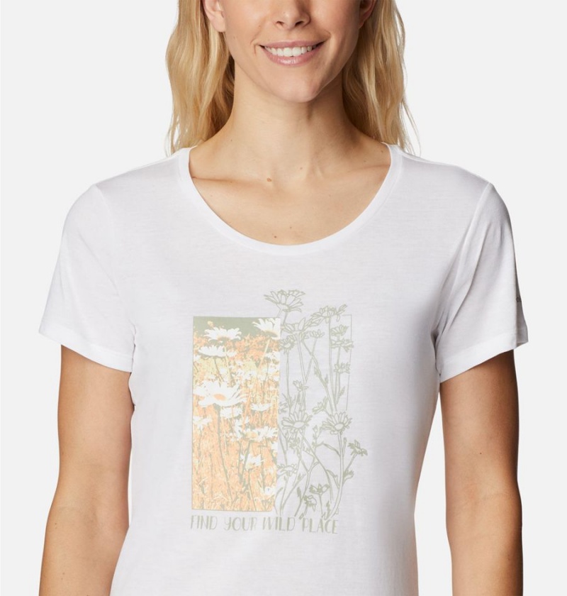 Columbia Daisy Days Graphic Women's T-Shirt White | TBOHMF-590