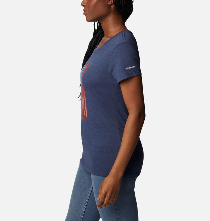 Columbia Daisy Days Graphic Women's T-Shirt Navy | SPQMNF-714