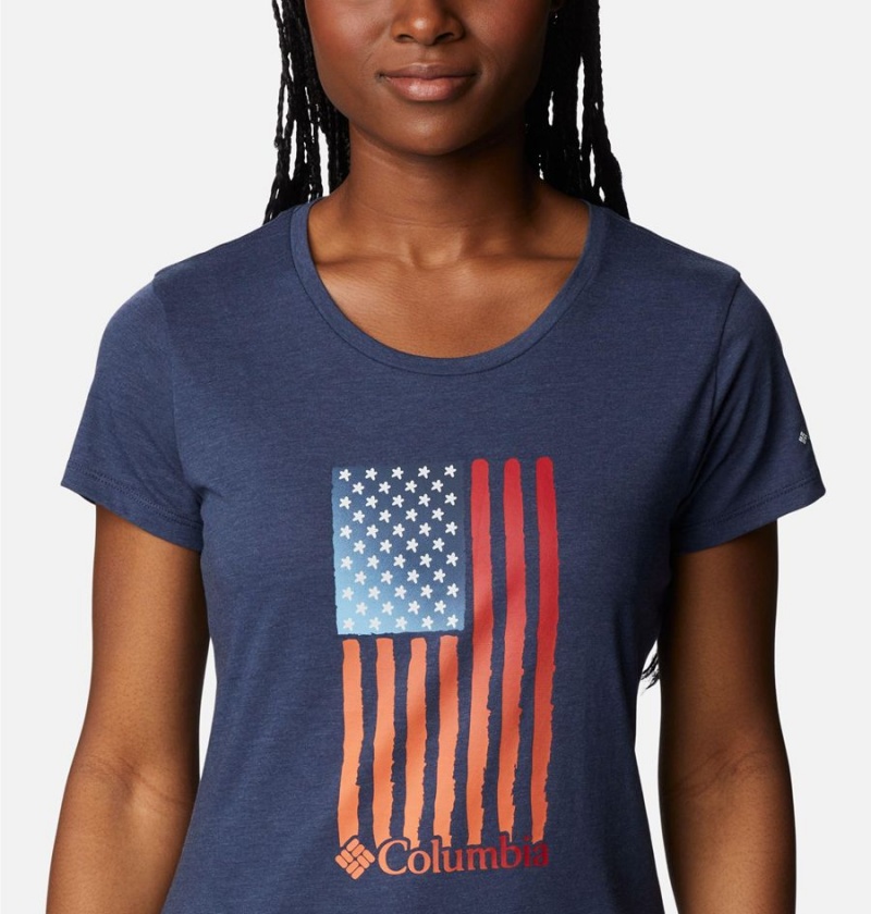 Columbia Daisy Days Graphic Women's T-Shirt Navy | SPQMNF-714