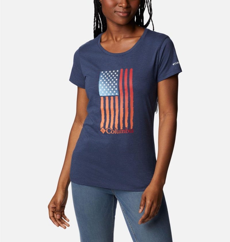 Columbia Daisy Days Graphic Women's T-Shirt Navy | SPQMNF-714