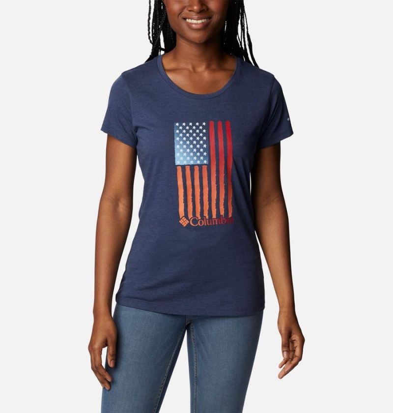 Columbia Daisy Days Graphic Women\'s T-Shirt Navy | SPQMNF-714
